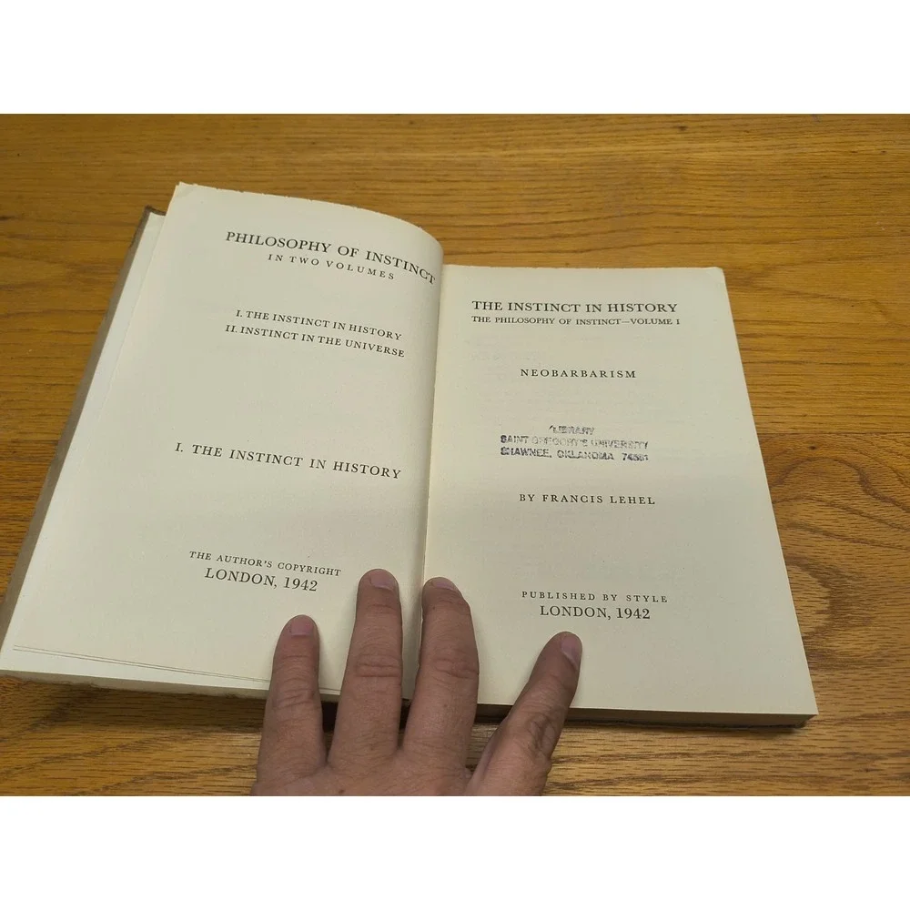 The Instinct‎ In History The Philosophy Of Instinct Volume I, Fran